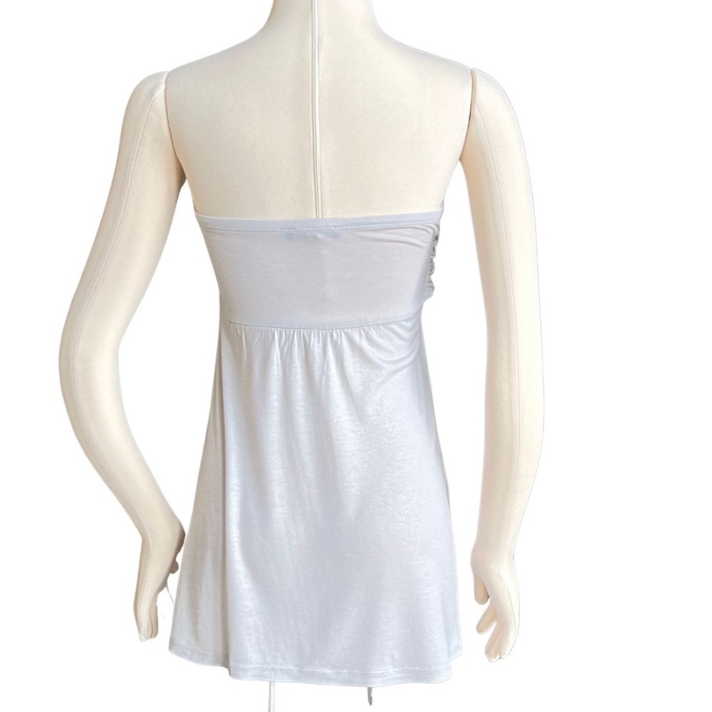 Express Silver Strapless Bandeau Top With Sequin Detail And Empire Waist Sz M - Picture 5 of 7